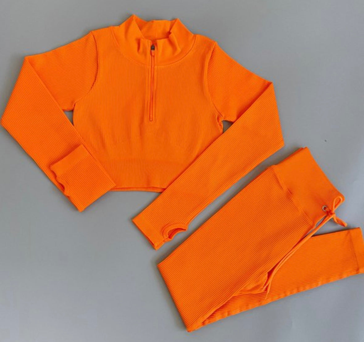 2PC LONG SLEEVE DRAWSTRING HIGH WAIST YOGA SET